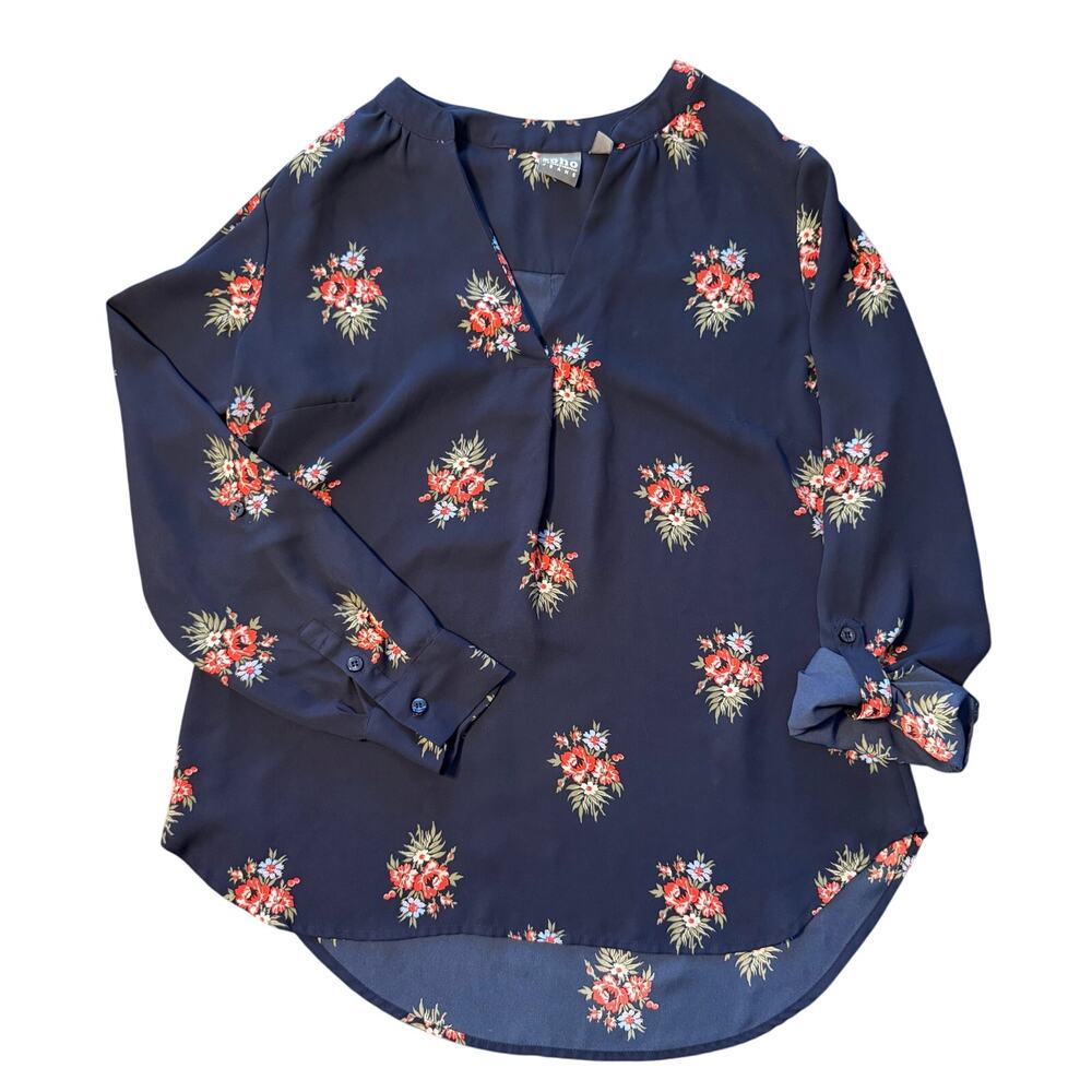 Women’s Medium Blouse - Navy Floral
